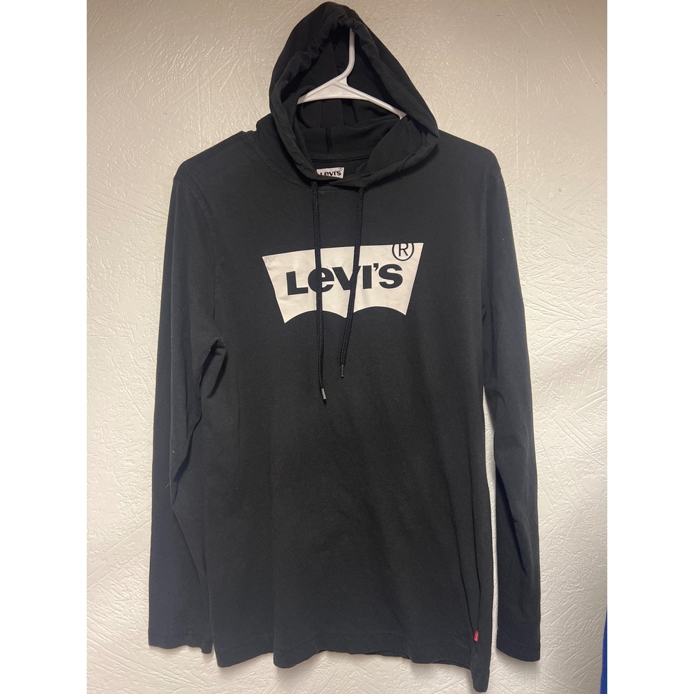 Levis‎ Mens Batwing Logo Long Sleeve Hooded T-Shirt Black Small Hoodie Tee